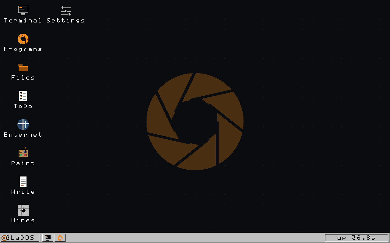 The GLaDOS desktop wallpaper showing the aperture mark drawn as vector geometry